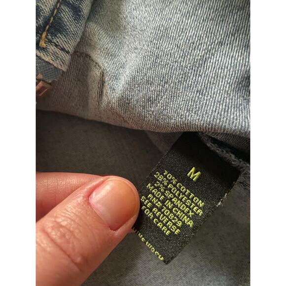 00's vintage stretch denim y2k overall bodycon mini dress MEDIUM rue 21 - Picture 5 of 6